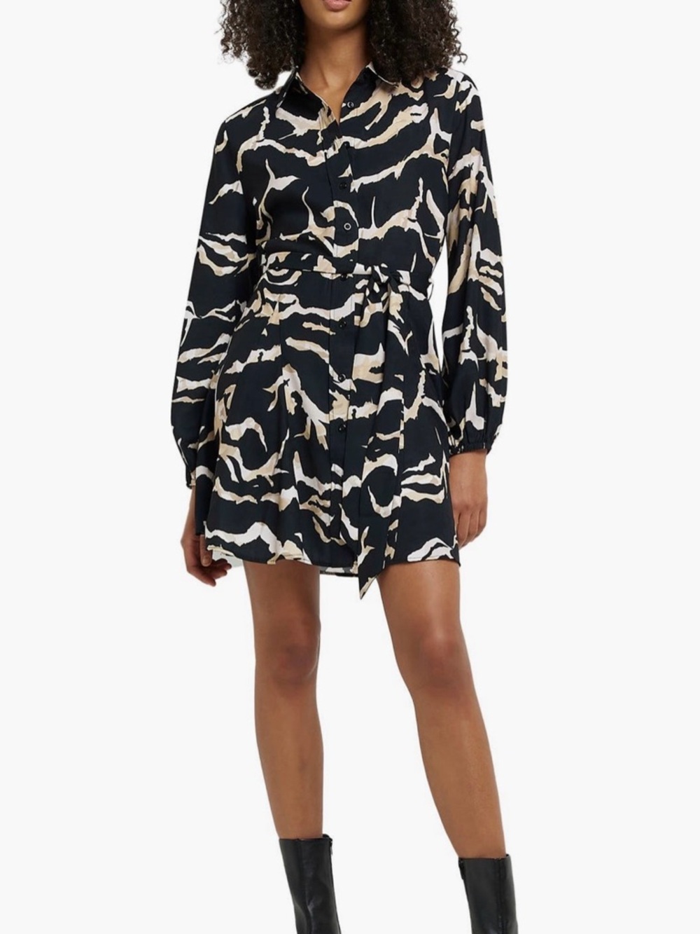River Island Black and Cream Mini Dress